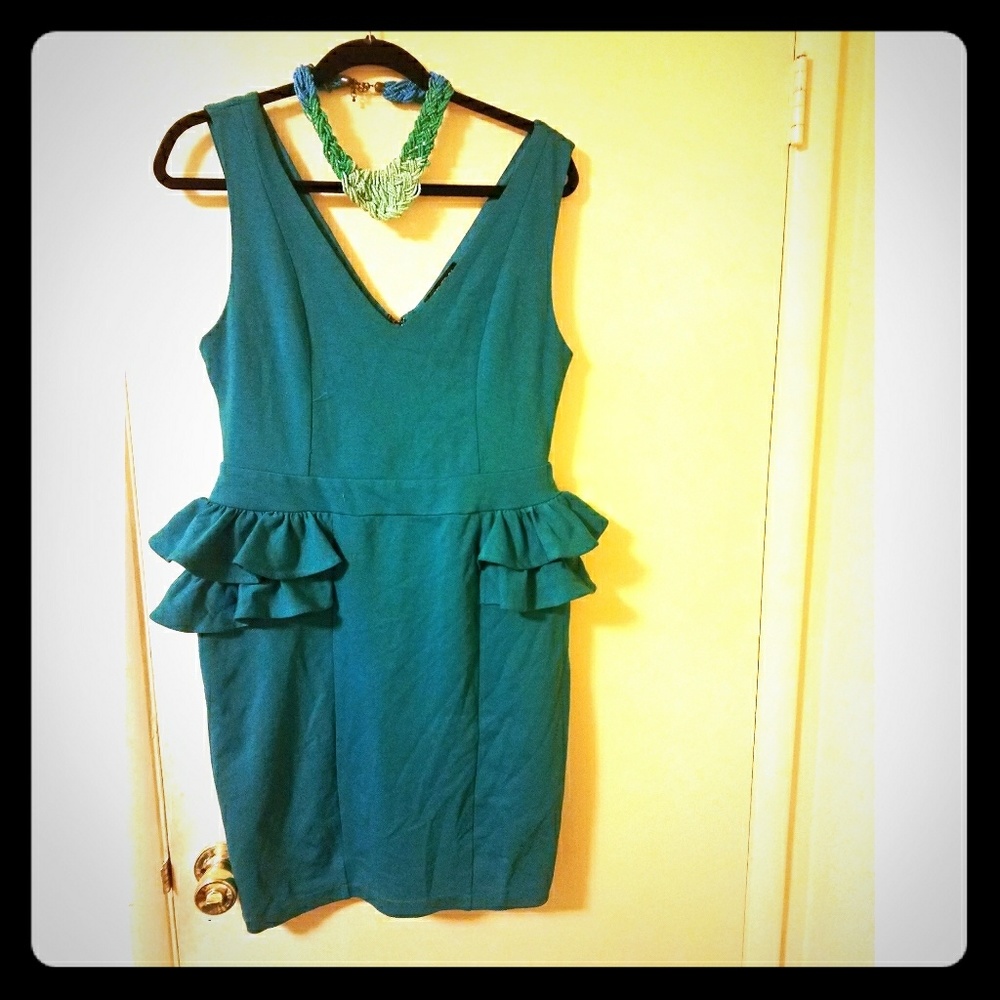 Teal peplum dress